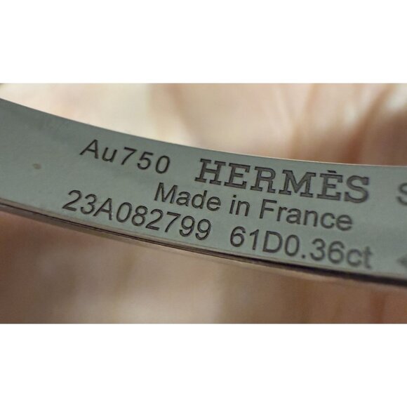 Hermès Kelly Diamond Lock Bangle 18K White Gold 0.36ct Made In France With Box - Picture 4 of 14